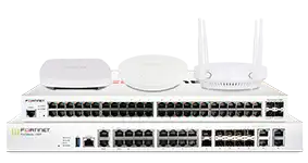 Ilustração de proteção cibernética com FortiMail e FortiSandbox integrados em uma rede empresarial.